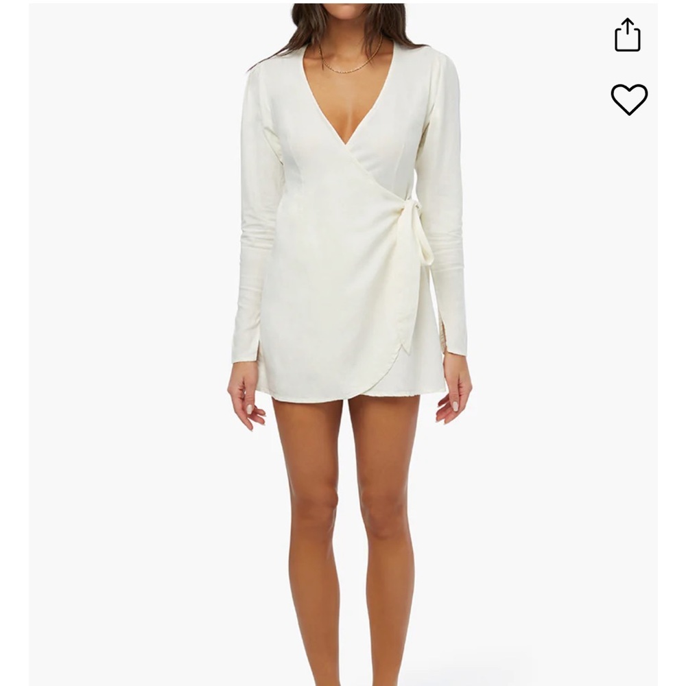 Weworewhat linen blend white wrap dress size M